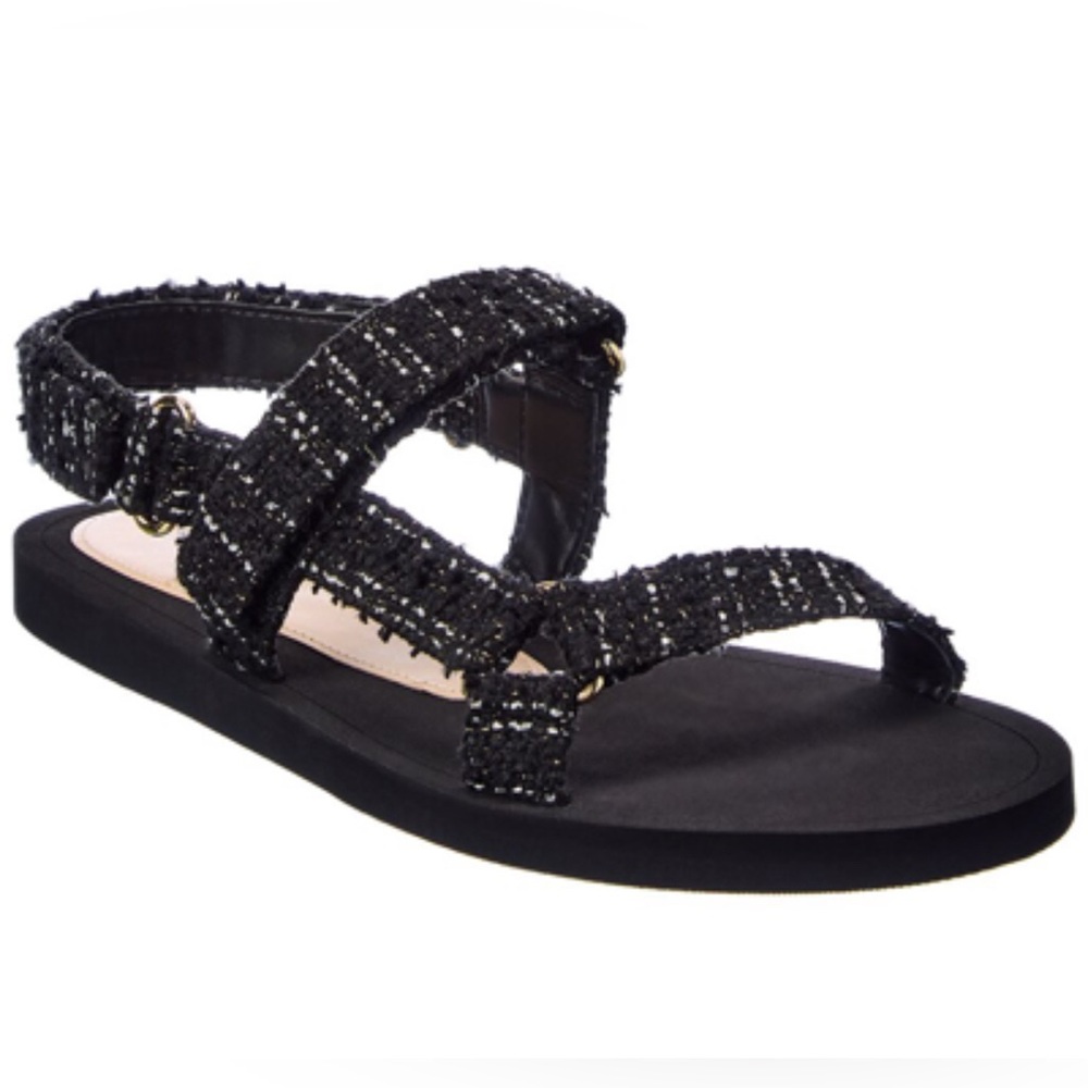 Stuart Weitzman | NWOT - Vail Sport Sandal - Black/Metallic Tweed - Size 9
